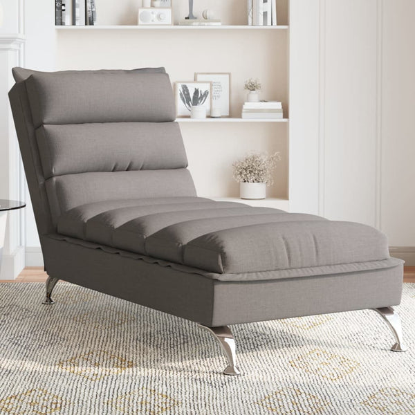 Chaiselongue Taupe Stoff mit Kissen