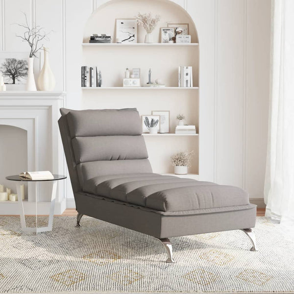 Chaiselongue Taupe Stoff mit Kissen