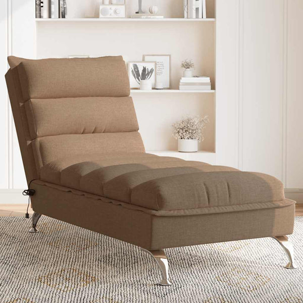 Massage Chaiselongue Braun Stoff