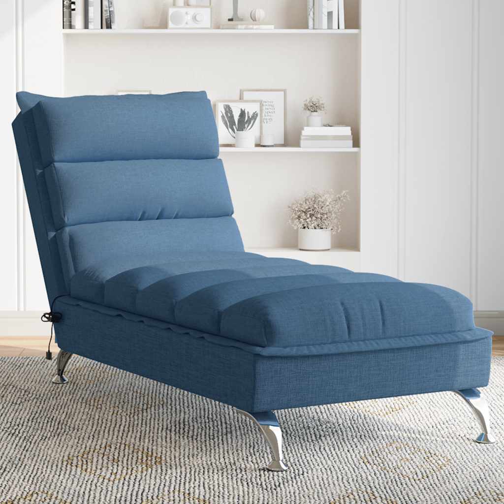 Massage Chaiselongue Blau mit Kissen