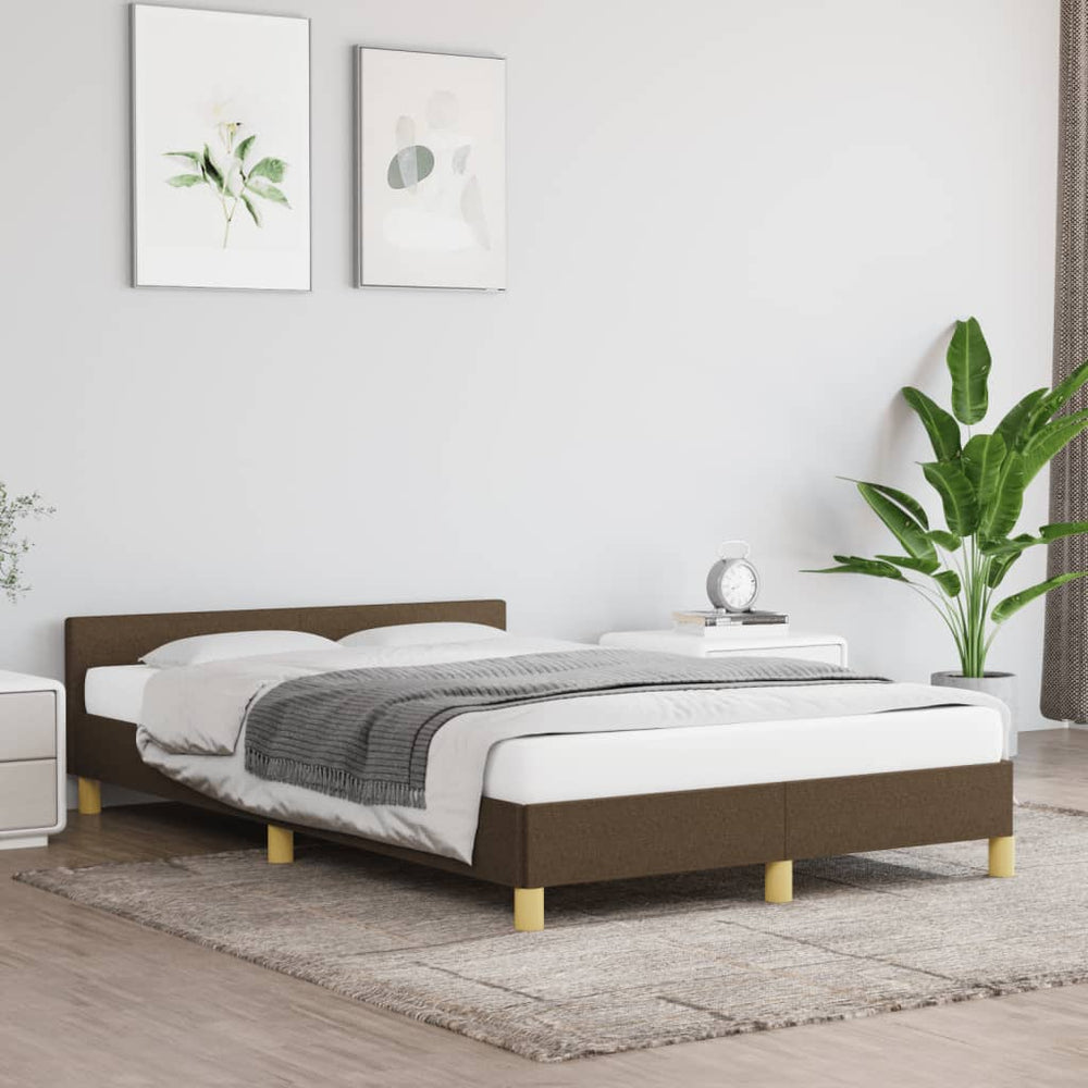 vidaXL Bed Frame without Mattress Dark Brown 120x190 cm Fabric