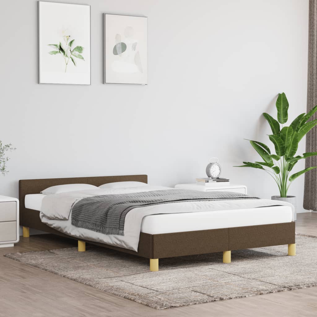 vidaXL Bed Frame without Mattress Dark Brown 120x190 cm Fabric