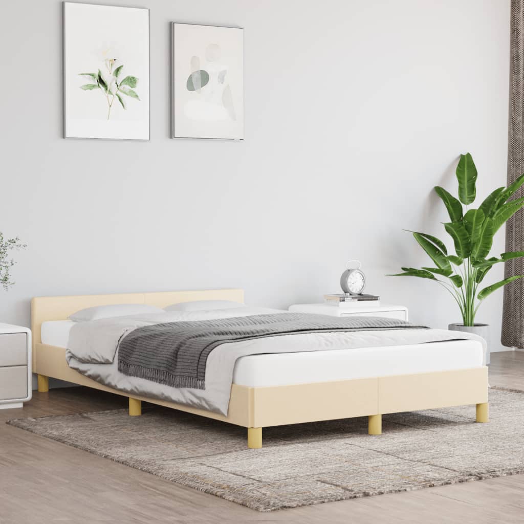 vidaXL Bed Frame Without Mattress Cream 120x190 cm Fabric