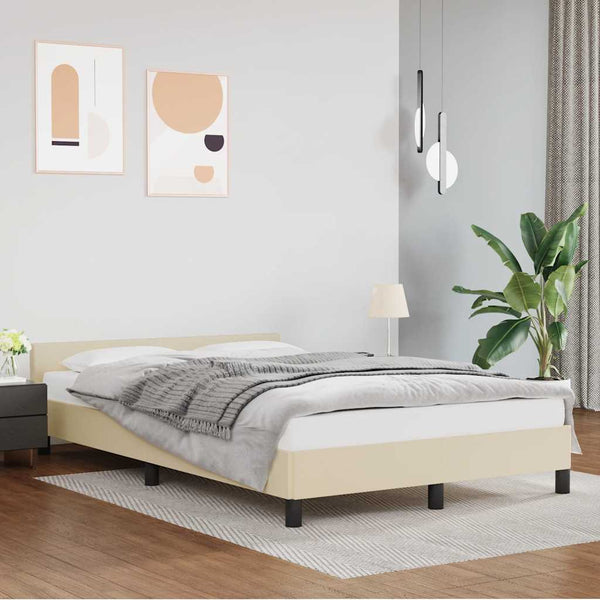 vidaXL Bed Frame without Mattress Cream 120x190 cm Faux Leather