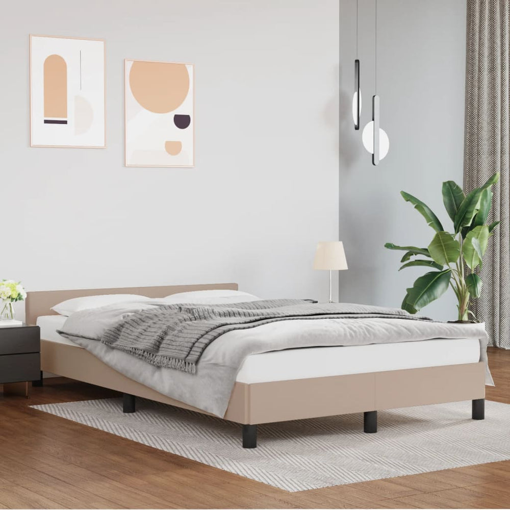 vidaXL Bed Frame without Mattress Cappuccino Brown 120x190cm Faux Leather