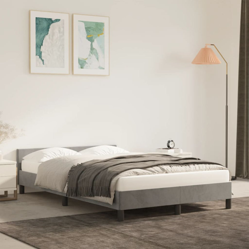 vidaXL Bed Frame without Mattress Light Grey 120x190 cm Velvet