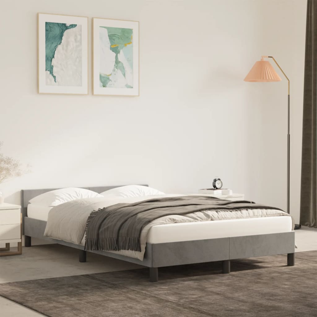 vidaXL Bed Frame without Mattress Light Grey 120x190 cm Velvet