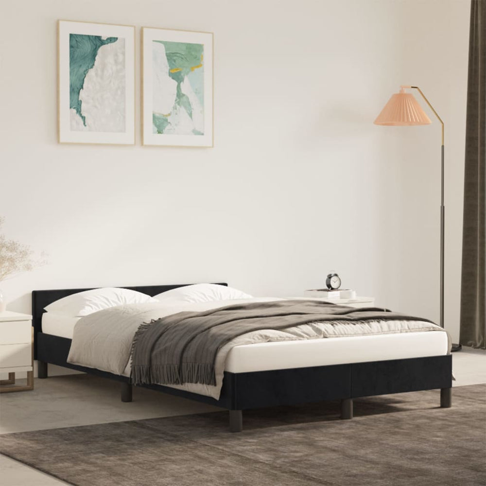 vidaXL Bed Frame without Mattress Black 120x190 cm Velvet