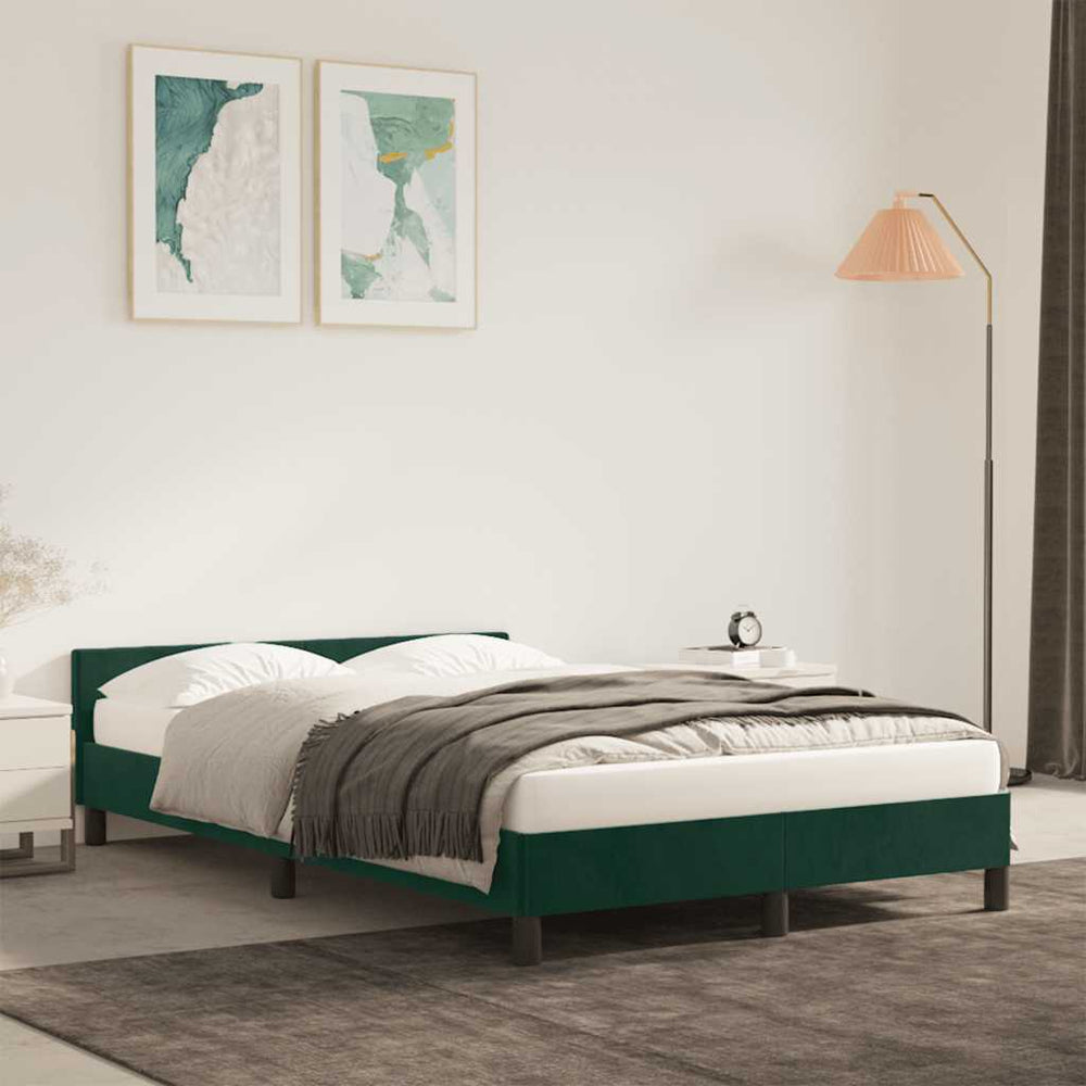vidaXL Bed Frame without Mattress Dark Green 120x190 cm Velvet