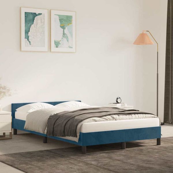 vidaXL Bed Frame without Mattress Dark Blue 120x190 cm Velvet