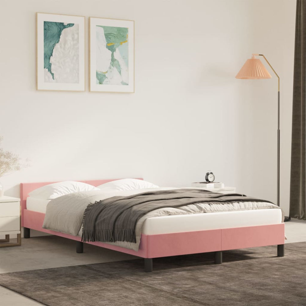 vidaXL Bed Frame without Mattress Pink 120x190 cm Velvet