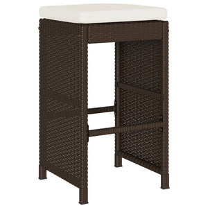 vidaXL Garden Bar Stools with Cushions 6 pcs Brown Poly Rattan