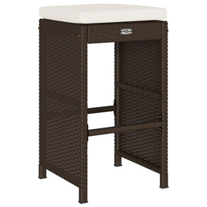 vidaXL Garden Bar Stools with Cushions 6 pcs Brown Poly Rattan