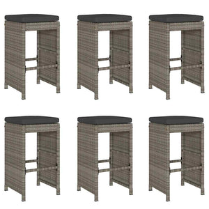 vidaXL Garden Bar Stools with Cushions 6 pcs. Grey Poly Rattan