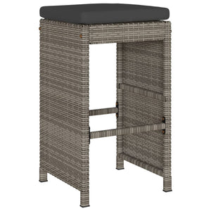 vidaXL Garden Bar Stools with Cushions 6 pcs. Grey Poly Rattan