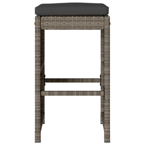 vidaXL Garden Bar Stools with Cushions 6 pcs. Grey Poly Rattan