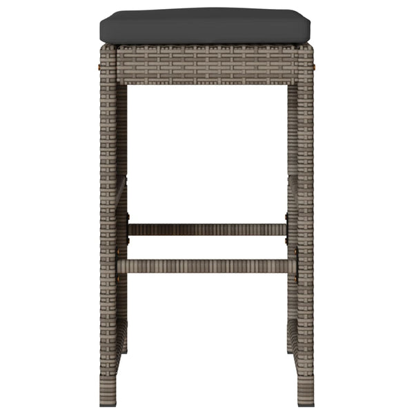 vidaXL Garden Bar Stools with Cushions 6 pcs. Grey Poly Rattan