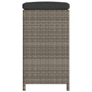 vidaXL Garden Bar Stools with Cushions 6 pcs. Grey Poly Rattan