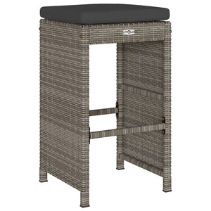 vidaXL Garden Bar Stools with Cushions 6 pcs. Grey Poly Rattan