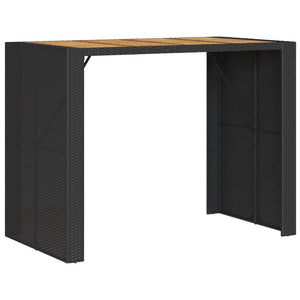 vidaXL Garden Bar Table with Wooden Top Black 145x80x110 cm Poly Rattan