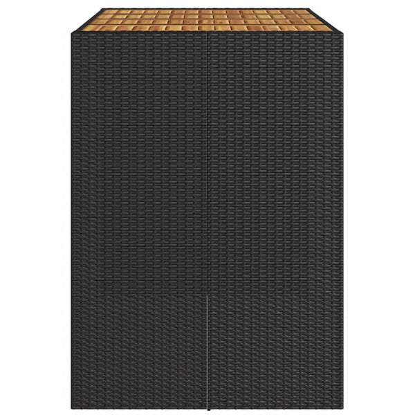 vidaXL Garden Bar Table with Wooden Top Black 145x80x110 cm Poly Rattan