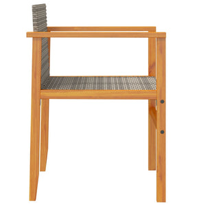 vidaXL Garden Chairs 2 pcs Grey Poly Rattan and Solid Wood