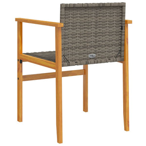 vidaXL Garden Chairs 2 pcs Grey Poly Rattan and Solid Wood
