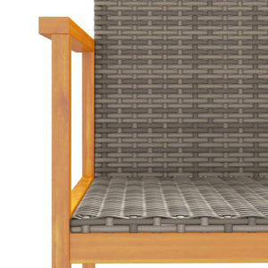 vidaXL Garden Chairs 2 pcs Grey Poly Rattan and Solid Wood