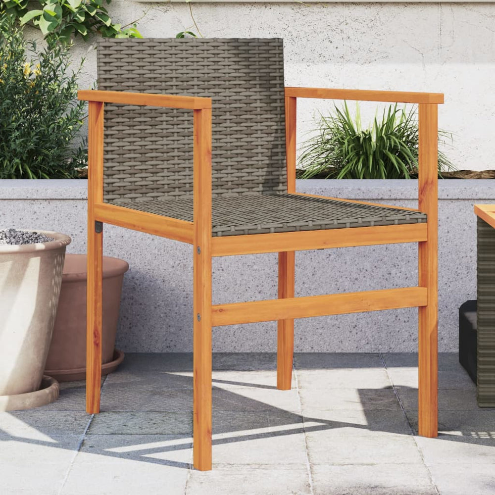 vidaXL Garden Chairs 2 pcs Grey Poly Rattan and Solid Wood
