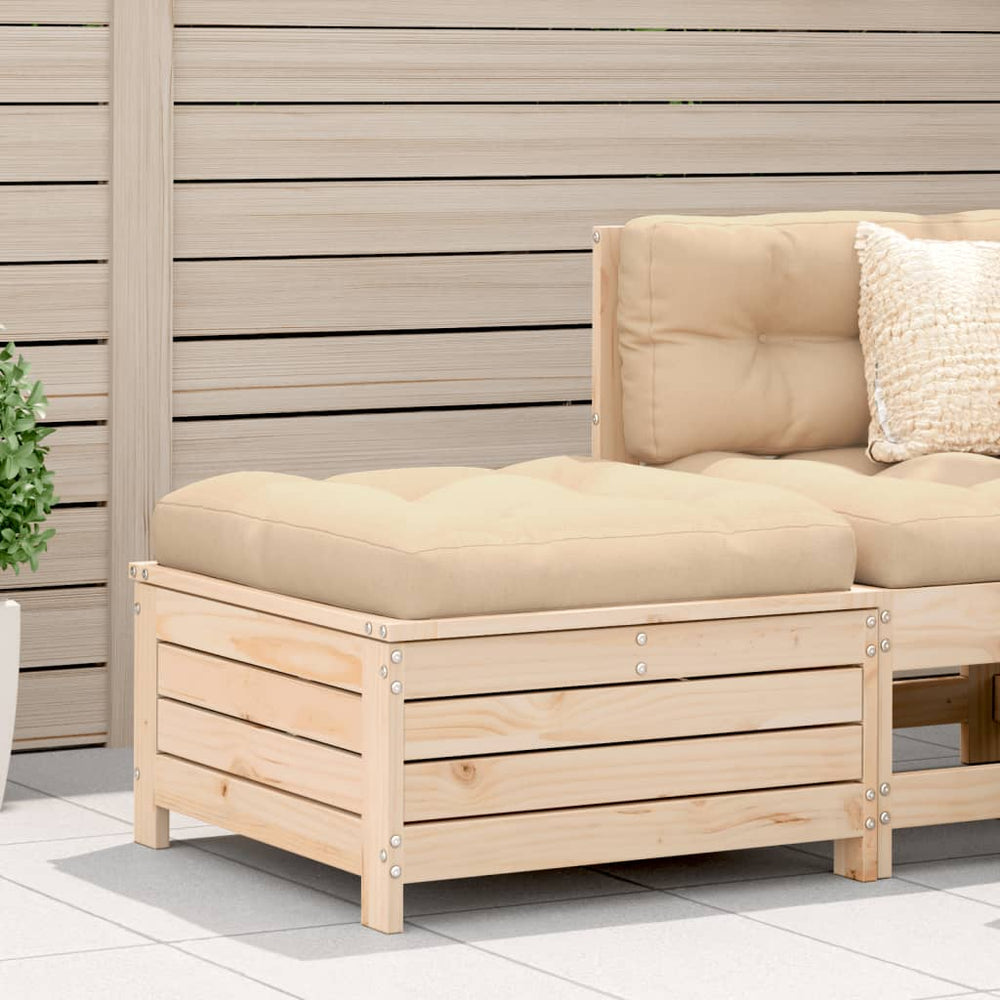 vidaXL Garden Stool with Cushion Solid Pine Wood