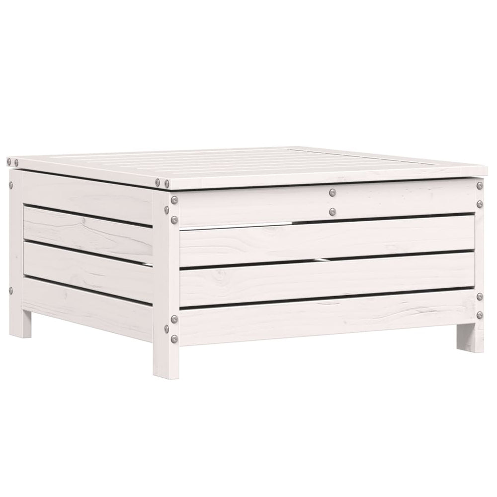 vidaXL Garden Stool with Cushion White Solid Pine Wood