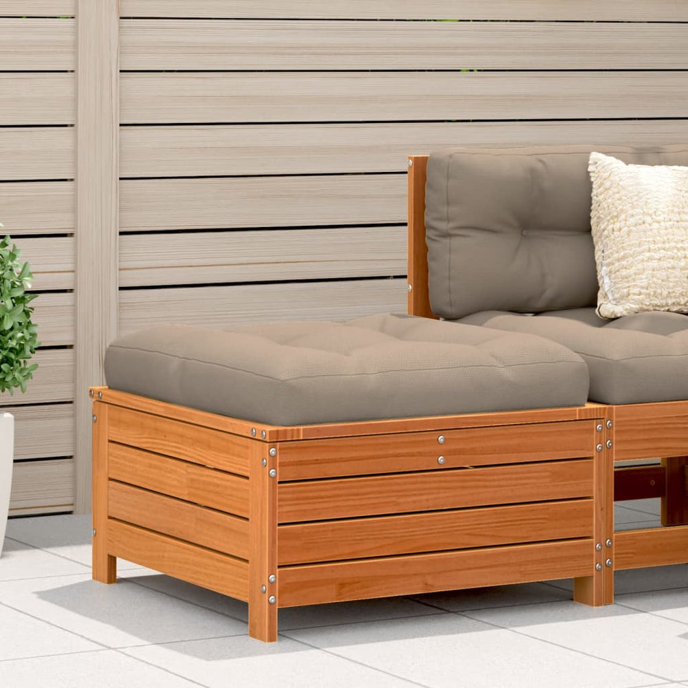 vidaXL Garden Stool with Cushion Wax Brown Solid Pine Wood