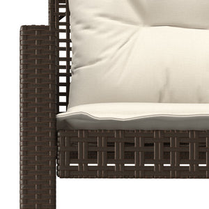 vidaXL 4-piece Garden Sofa Set with Cushions Brown Poly Rattan Glass