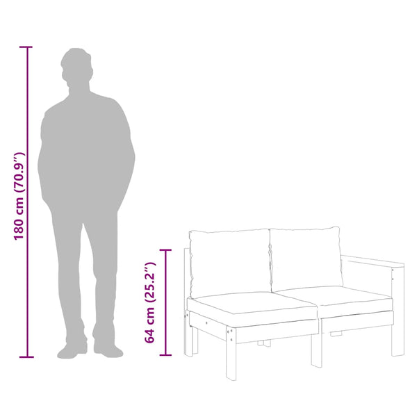 Akazie Gartensofa 2-Sitzer mit Armlehne