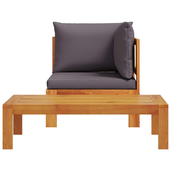 vidaXL 2-Piece Garden Sofa Set with Cushions Solid Acacia Wood