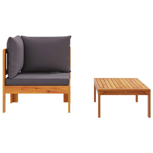 vidaXL 2-Piece Garden Sofa Set with Cushions Solid Acacia Wood