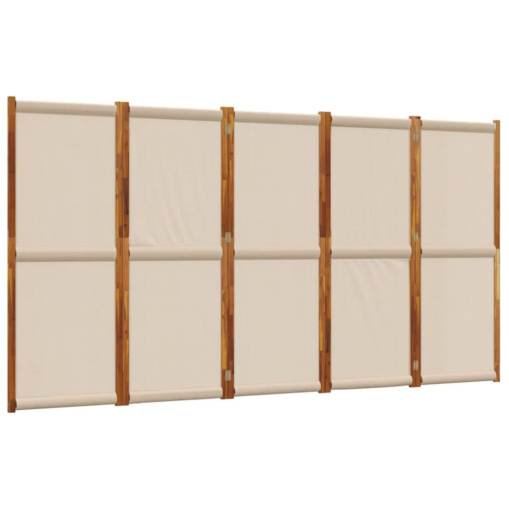 vidaXL 5-Panel Room Divider Taupe 350x180 cm