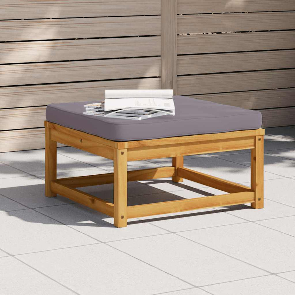 vidaXL Garden Stool with Cushion Solid Acacia Wood