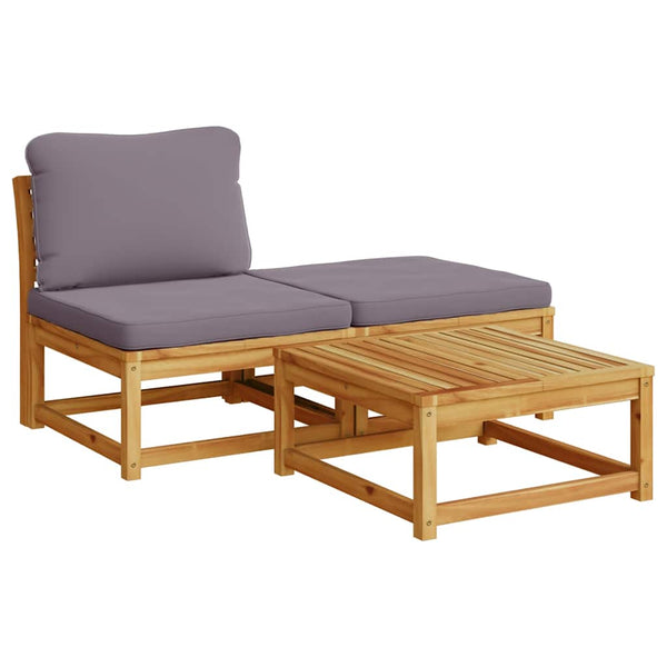vidaXL 3-Piece Garden Lounge Set with Cushions Solid Acacia Wood