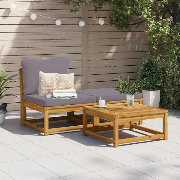 vidaXL 3-Piece Garden Lounge Set with Cushions Solid Acacia Wood