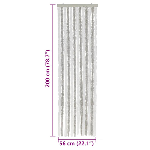 vidaXL Fly Curtain Light Grey and White 56x200 cm Chenille
