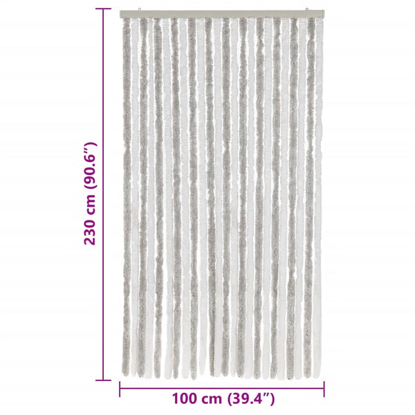 vidaXL Fly Curtain Light Gray and White 100x230 cm Chenille