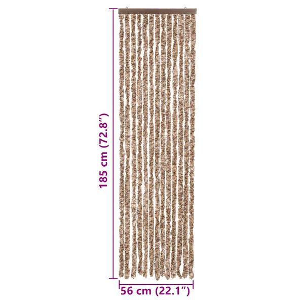 vidaXL Fly Screen Curtain Beige and Dark Brown 56x185 cm Chenille