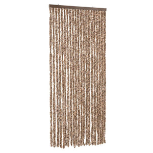 vidaXL Chenille Fly Curtain Beige and Dark Brown 90x200 cm
