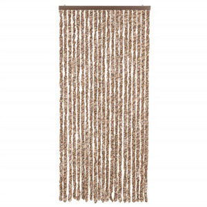 vidaXL Chenille Fly Curtain Beige and Dark Brown 90x200 cm