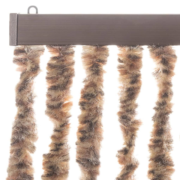 vidaXL Chenille Fly Curtain Beige and Dark Brown 90x200 cm