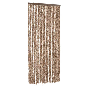 vidaXL Chenille Fly Curtain Beige and Dark Brown 90x220 cm