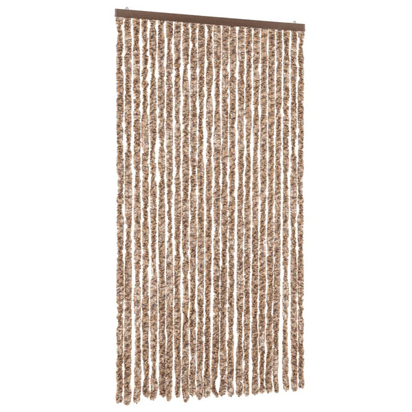 vidaXL Fly Curtain Beige and Dark Brown 100x230 cm Chenille