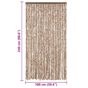 vidaXL Fly Curtain Beige and Dark Brown 100x230 cm Chenille