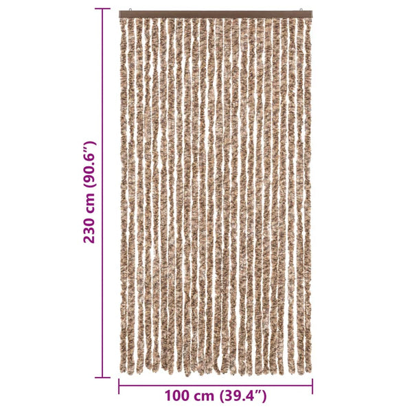 vidaXL Fly Curtain Beige and Dark Brown 100x230 cm Chenille